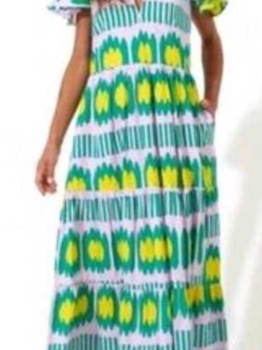 Oliphant Green and Yellow Graphic Maxi Dress
